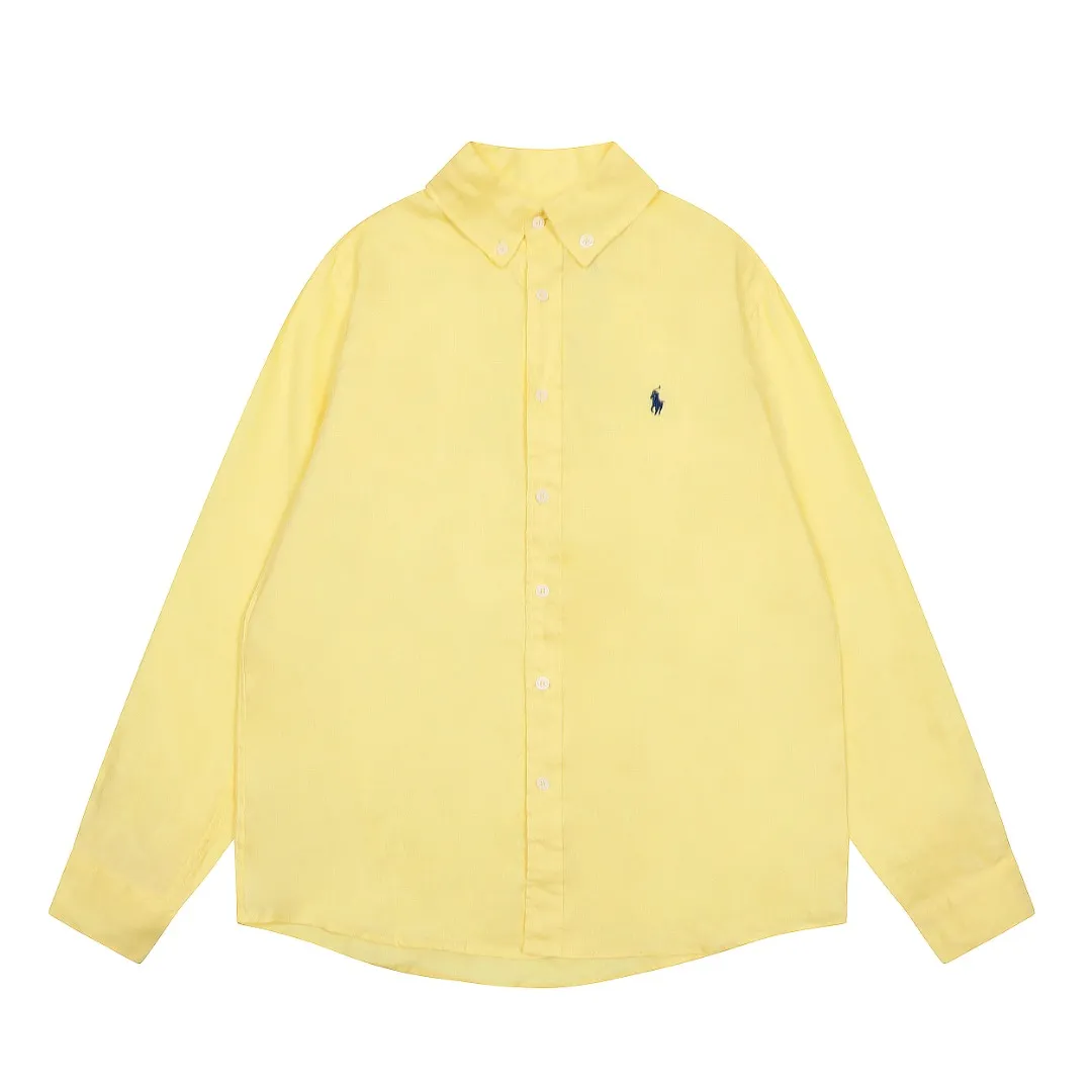 P300 Top Quality" Style Number: 8001# [Ralph Lauren Paul Pony Linen Basic Couple Style Shirt Long Sleeve] ✅Ralph Lauren Paul Small Label War Horse 100% Pure Linen Classic Basic Four Seasons Shirt Long Sleeve ✅A must-have item for the lazy style. The upper body has a retro and fresh feeling. ✅100% pure linen 280g 32 count fabric. Washed, retro and textured. ✅Dedicated to platform live broadcast. Wholesale entity ✅Simple and easy to match, light American old money style, the upper body is super great, ✅Standard for all seasons, worn alone/inner, it is a must-have for YYDS couples wardrobe. Size: S-XL Color: Black, White, Navy, Khaki, Pink, Yellow, Red, Colorful Blue, Light Blue, Rose Red